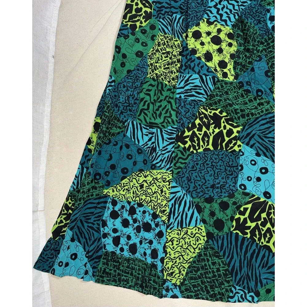 Vintage Diane Von Furstenberg 100% Silk Assets Green Maxi Skirt‎ Women's 2X